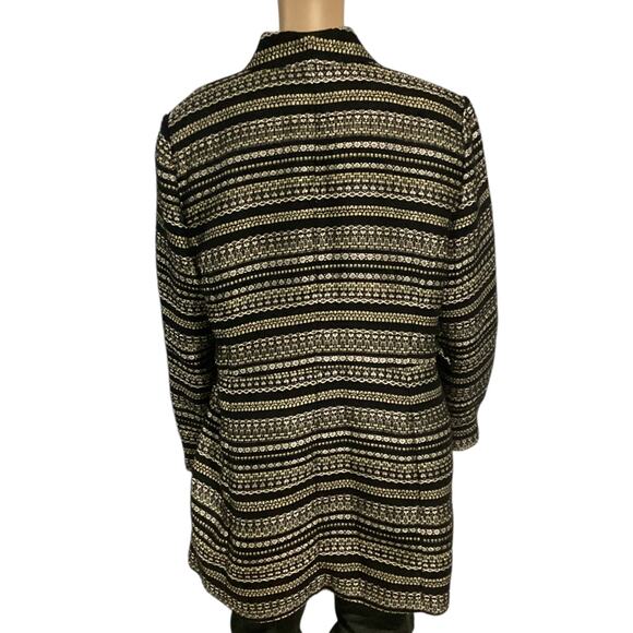 Chico's black and gold striped metallic tweed long jacket size 2 - Picture 4 of 8